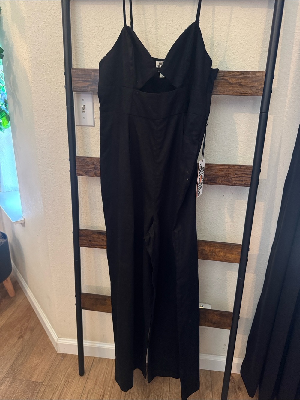 Future collective Black Cutout Wide-Leg Jumpsuit with Spaghetti Straps (new)
